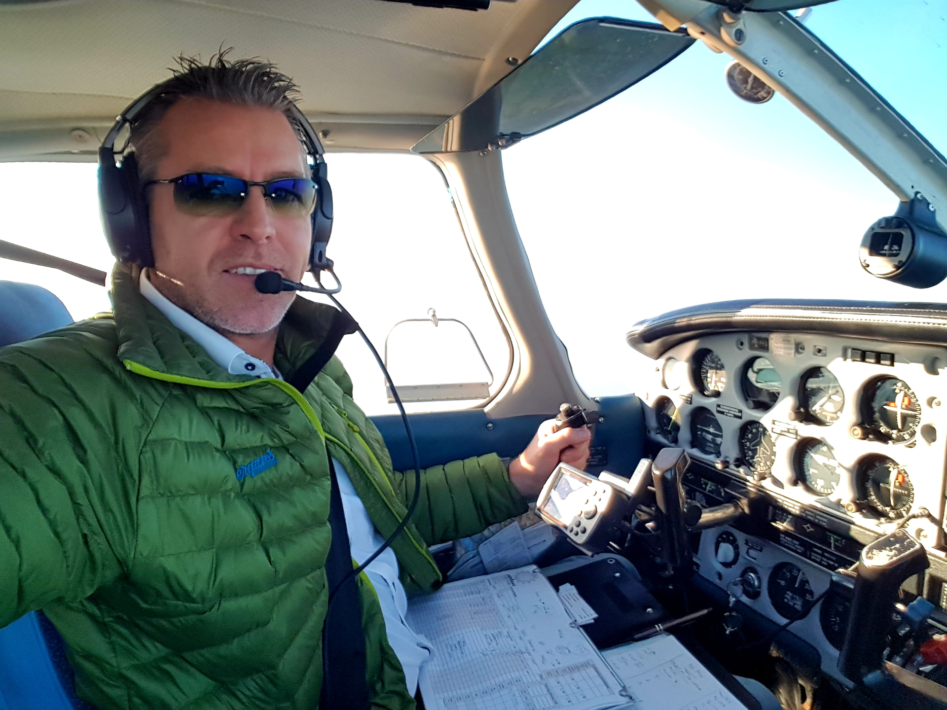Mads Cronquist in the cockpit of his own aircraft